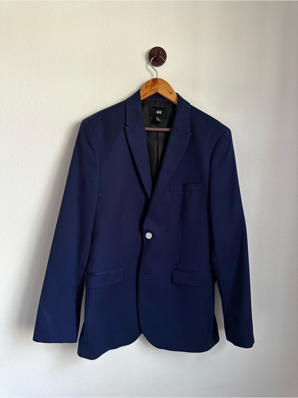 H&M Men’s Navy Blazer Sport Coat Slim Fit US 40R